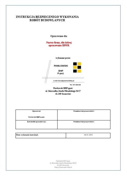 IBWR operator żurawia wieżowego Pawłowski BHP ppoż.